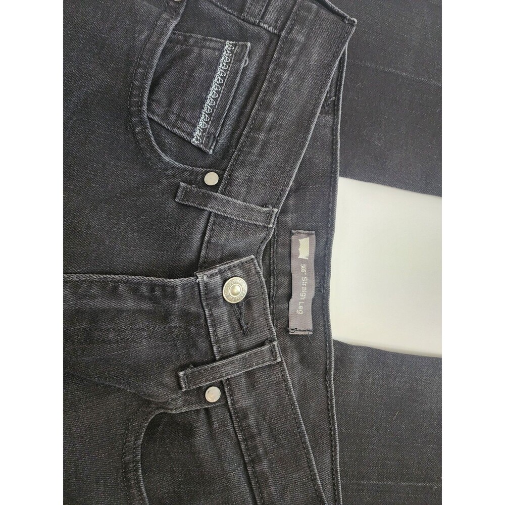 Levi's 505 Straight Leg Black Denim Jeans Women's Size 8L 29x34 embroidery - Picture 8 of 10